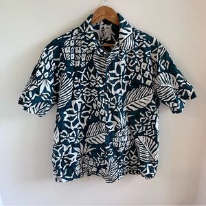 Y-Not Hawaii Men's Short Sleeve Shirt Large with Button-Up Pocket Floral Pattern
